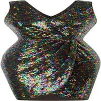Singreal Women's Sexy Sequin Sparkly Glitter Party Club Club рокля без ръкави V-образен коктейл с коктейл