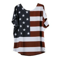 4 юли плюс размер женски тийнейджъри модна хлабава блуза с къс ръкав блуза звезда ивица САЩ флаг америка тениска червена 3xl
