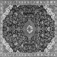 Ahgly Company Indoor Round Medallion Grey Traditional Area Rugs, 6 'Round