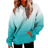 Женски качулки жени дълги ръкави небрежни качулки градиент графичен пуловер суичър