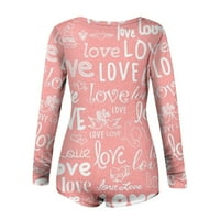 Милуксас Ден на Свети Валентин не е позициониран отпечатък с v-образно деколте с дълъг ръкав Bodysuit Pajamas Romper Clearance Pink 4
