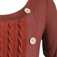 Пуловери за клирънс за жени туника върхове екипаж на шията оребрена кабел плетен пуловер дълъг ръкав плюс размер асиметрични плотове на подгъва
