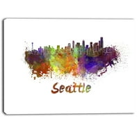 Art DesignArt - SYLINE SKYLINE на Сиатъл - Cityscape Canvas Artwork Print In. Широко инча високо