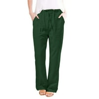 Lydiaunistar Time и Tru жени дълги панталони женски небрежен твърд цвят моден джобна еластична талия прави панталони зелени