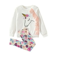Patpat Kid Girl Pullover Unicorn Sweatshirt и флорален комплект за крака тоалет размер 5-12