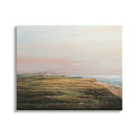 Ступел индустрии далечни морски къща селски плаж океан изглед живопис галерия увити платно печат стена изкуство, дизайн от Том Миелко
