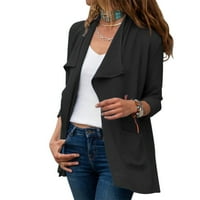 Authormvch есенни якета за жени дами Soild V-образно палто палто джобове