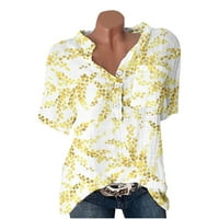 Хана жените лятна мода случайни печатни в-врата къс ръкав хлабав годни риза пуловер хлабав блуза върхове Работа Блуза
