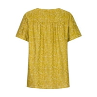 Корашан женски небрежен къс ръкав тениска печат върхове моден печат v-образен сложен връх