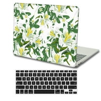 Kaishek съвместим с най -новия MacBook Pro 15 Case Издаден Модел A1990, пластмасов калъф с твърда обвивка + черен капак на клавиатурата, цветя 174