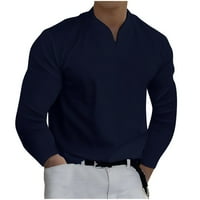 Ризи с дълъг ръкав За Мъже основен Плътен цвят в Деколте Хенли Блуза джентълмен бизнес пуловер Топ