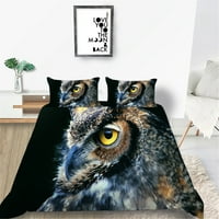 Комплект за покритие на полиестер домашен текстил сова отпечатано покритие за спално бельо комплект с декор за дома на възглавници, Калифорния Кинг