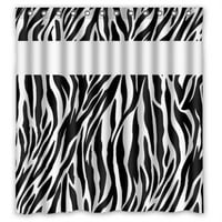 HelloDecor бели зебра ивици линии душ завеса полиестер тъкан баня декоративна завеса размер
