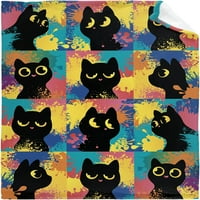 Сладки черни котки одеяло хвърлете супер меки и уютни одеяла за домашна декорация, диван, легло, диван малък за деца за всички сезони