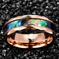 Сватбени пръстени Мъже и жени Роза Злат Волфрам Абалон Инкй за сватбена лента