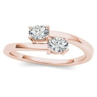 1 4к ТДВ диамант 10к Розово злато Двукален годежен пръстен