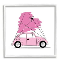 Ступел индустрии Модерен Розово бъги кола Шик увити сърце графично изкуство бяла рамка изкуство печат стена изкуство, дизайн от Мартина Павлова