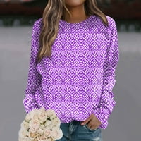Yubatuo дамски коледна суичър с дълъг ръкав ризи за жени Сладки печат Графични тийнейджъри Блузи Небрежни плюс размер Основни върхове Пуловер Светлина и удобно лилав?