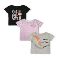 Бебешки тениски за момичета и малки деца, 3-пакетни