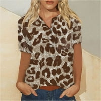 Apepal дамски флорални ризи за печат облечени ежедневни блузи с къс ръкав v бутон за врата летни върхове леопардов печат 2xl
