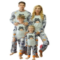 Секси танцова мама татко дете спално облекло тиквено семейство семейство съвпадение пижами комплект екипаж на врата Хелоуин PJ Комплекти меки нощни дрехи Фестивал сив татко-3xl