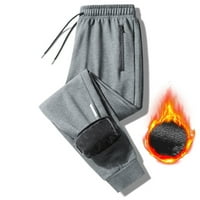 Дълги панталони за мъже Мъжки кашмирени топли панталони санитарни панталони плюшени удебелени прави панталони Плътен цвят средата на талията вятър доказателство