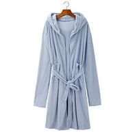 Пижама за жени Зимни плюшени удължени халат халат Домашни дрехи с дълъг ръкав с халат Женски есенни модни сиви L