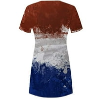 Сладка патриотична мини рокля Женска непринудена летна тениска рокля разхлабена къса ръкав туника рокля за жени