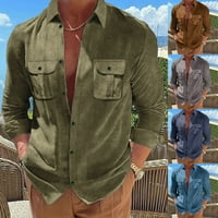 Мъже Дълъг Ръкав Плътен Цвят Тънък Годни Риза Случайни Парти Официални Блузи Ретро