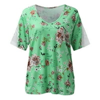 Pedort дамски върхове облечени дамски летни върхове ежедневни селски тениски венчелистче модна блуза зелено, m