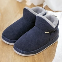 Cathalem Mens Snow Boot Mens двойка ежедневни плътни цветови велурени памучни чехли топла дебела кратка памучна памучна течаща снегоходки синьо 12