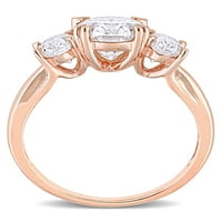 Карат Т. Г. в. Моасаните 10к Розово Злато 3-каменен годежен пръстен