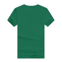 Tklpehg плюс размери върхове за жени летни тениски с къс ръкав Небрежен кръг Класически твърд цвят свободни удобни ризи блуза просвет зелен 3xl