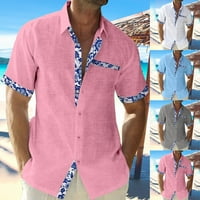 Мъжки Принт Плажна Риза С Къс Ръкав Случайни Бутон Надолу Ризи Хлабав Блуза Чай