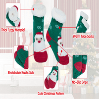 Американски тенденции малки деца пухкави коледни чорапи бебешки зимни чехли чорапи без плъзгане чорапи за момиче момче Бебешки коледни чорапи пухкави Чорапи Червен подарък м