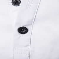 Тенми Хенли ризи за мъже Дълъг ръкав върхове бутон нагоре тениска ежедневни Плътен цвят блуза спорт пуловер бели ХС