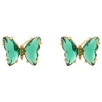 Дами модни творчески многоцветни обеци с диамант пеперуди