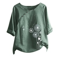 Дамски плюс размер върхове клирънс женска модна флорална растение печат женски кръгла шия свободна тениска за продажба на тениски сделки отстъпка