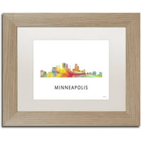 Търговска марка изобразително изкуство 'Минеаполис Минесота ВБ-1' платно изкуство от Марлене Уотсън, бяла матова Рамка от бреза