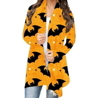 Loopsun Fall Savings Holiday сделки за женско палто на есента, женски мода за дълъг ръкав небрежен Хелоуин отпечатани кардигански върхове блуза блуза
