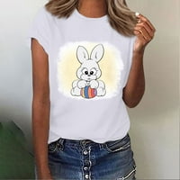 Дамски великденски зайчета яйца Графична тениска с тениска с къс ръкав