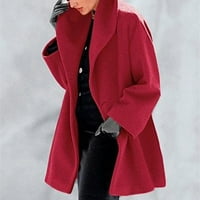 Дамски зимно вълнено палто яке дами дами топло дълъг изход от гащеризони, червено