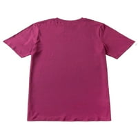 Женски ежедневни растения кръгла врата Виолетово лилаво късо ръкав плюс размер тениски 1xl