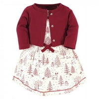 Докоснат от природата бебе и малко дете момиче органична памучна рокля и кардиган, зимна гора, 18- месеца
