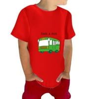 Entyinea Boys Graphic Tees O-O-THECOVER TEES Лятна ежедневна тениски с къс ръкав червени 100