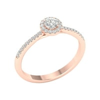 Имперски пръстен с диамантено Ореолче в 10к Розово злато