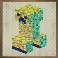 Minecraft - CreeperScope на тен Стенски плакат с дървена магнитна рамка, 22.375 34