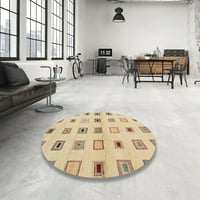 Ahgly Company Machine Pashable Indoor Cround Contemporary Brown Gold Area Rugs, 3 'Round