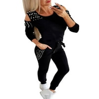Женски анцут спортен костюм Топс на суичър + панталони Комплекти ежедневни джогинг пот салон за облекло