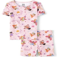 Детско място Момичета горнище с къс ръкав и шорти 2-парче памучна пижама, размери 4-16